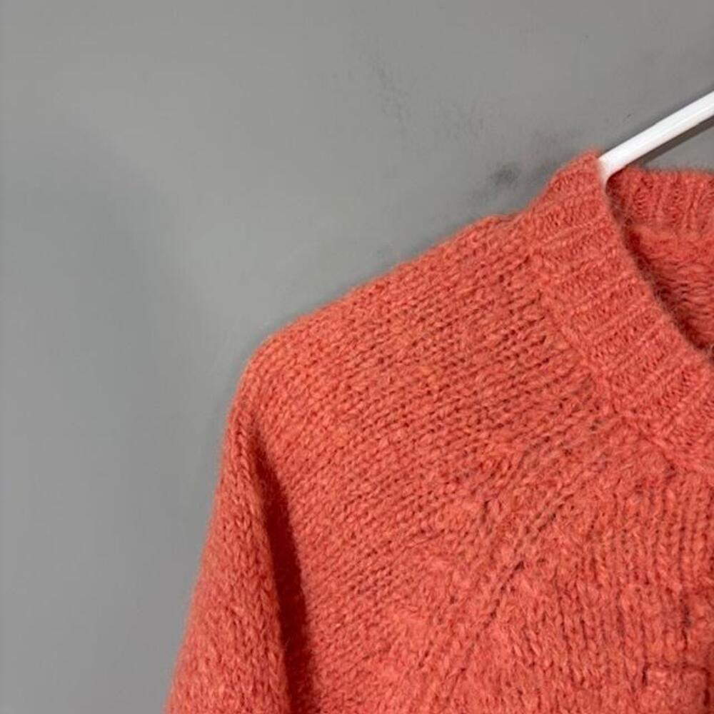 THE GREAT. Cardigan Sweater Womens 0 Red Alpaca Polyamide Crewneck Bobble Knit - Picture 2 of 9